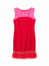 Load image into Gallery viewer, Alberre Odette Dual Colour Cocktail Dress with Feathers