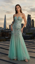 Load image into Gallery viewer, Alberre Odette Floral Sequins Evening Gown in Aqua