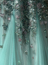 Load image into Gallery viewer, Alberre Odette Floral Sequins Evening Gown in Aqua