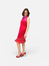 Load image into Gallery viewer, Alberre Odette Dual Colour Cocktail Dress with Feathers