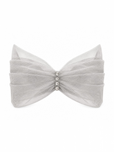 Load image into Gallery viewer, Alberre Odette Silver Tulle Cape with Crystal Buttons
