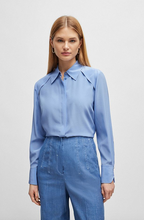 Load image into Gallery viewer, Hugo Boss Bacie Blue Washed Silk Blouse
