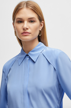 Load image into Gallery viewer, Hugo Boss Bacie Blue Washed Silk Blouse
