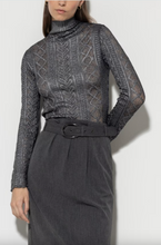 Load image into Gallery viewer, Luisa Cerano Lace Turtleneck Pullover with Metallic Finish
