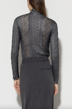 Load image into Gallery viewer, Luisa Cerano Lace Turtleneck Pullover with Metallic Finish