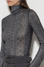 Load image into Gallery viewer, Luisa Cerano Lace Turtleneck Pullover with Metallic Finish