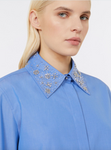 Load image into Gallery viewer, Max Mara Staffa Embroidered Collar Cotton Shirt Blue