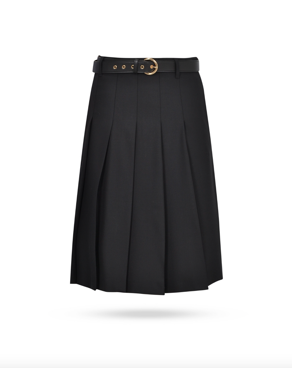 Max Mara Gimmy Pleated Wool Black Skirt – Alberre Odette