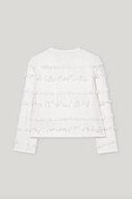 Load image into Gallery viewer, Luisa Cerano White Fringed Trim Tweed Jacket