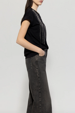 Load image into Gallery viewer, Luisa Cerano Black Statement T-shirt with Chains