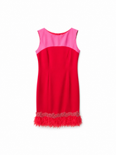 Load image into Gallery viewer, Alberre Odette Dual Colour Cocktail Dress with Feathers
