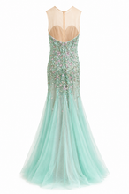 Load image into Gallery viewer, Alberre Odette Floral Sequins Evening Gown in Aqua
