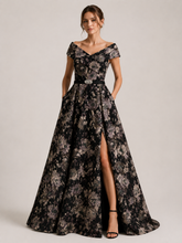 Load image into Gallery viewer, Alberre Odette Jacquard Floral Ballgown
