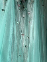Load image into Gallery viewer, Alberre Odette Floral Sequins Evening Gown in Aqua
