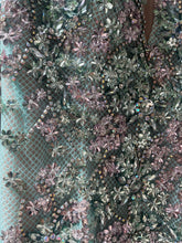Load image into Gallery viewer, Alberre Odette Floral Sequins Evening Gown in Aqua
