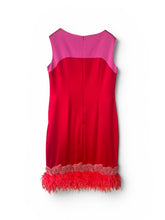 Load image into Gallery viewer, Alberre Odette Dual Colour Cocktail Dress with Feathers
