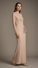 Load image into Gallery viewer, Alberre Odette Dual Fabric Backless Evening Gown
