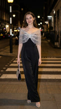 Load image into Gallery viewer, Alberre Odette Silver Tulle Cape with Crystal Buttons
