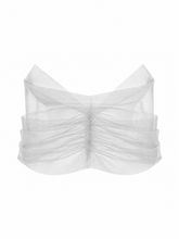 Load image into Gallery viewer, Alberre Odette Silver Tulle Cape with Crystal Buttons
