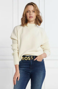 Hugo Boss Foltin BB Logo Cream Wool Sweater