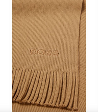 Load image into Gallery viewer, Hugo Boss Albas Wool Fringed Logo Scarf
