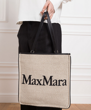 Load image into Gallery viewer, Max Mara Easybag Black Trim Raffia Shopper
