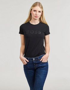 Hugo Boss Eventsa4 Black Leather Logo Cotton T-Shirt