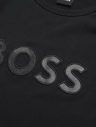 Hugo Boss Eventsa4 Black Leather Logo Cotton T-Shirt