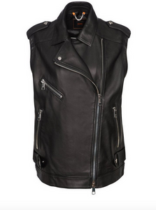 Hugo Boss C_Savina Sleeveless Leather Biker Jacket