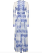 Load image into Gallery viewer, Philosophy di Lorenzo Serafini Printed Blue Tulle Maxi Dress
