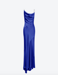 Philosophy di Lorenzo Serafini Saphire Blue Satin Maxi Dress