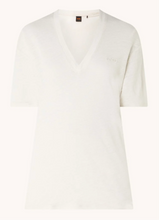 Load image into Gallery viewer, Hugo Boss Ela Cream Linen V-neck T-Shirt
