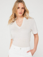 Load image into Gallery viewer, Hugo Boss Ela Cream Linen V-neck T-Shirt
