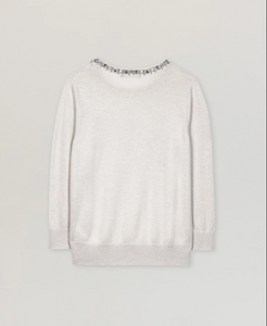 Luisa Cerano Beige Crystal Embellished Sweater