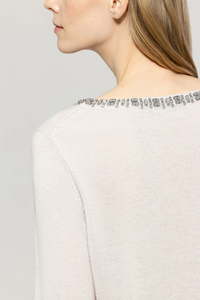 Luisa Cerano Beige Crystal Embellished Sweater