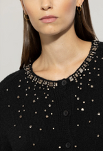 Load image into Gallery viewer, Luisa Cerano Black Crystal Embellished Cardigan
