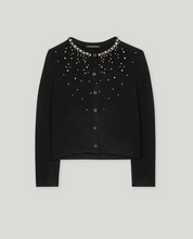 Load image into Gallery viewer, Luisa Cerano Black Crystal Embellished Cardigan
