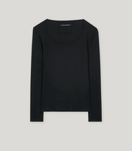 Load image into Gallery viewer, Luisa Cerano Black Ribbed Cotton Top
