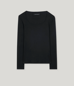 Luisa Cerano Black Ribbed Cotton Top