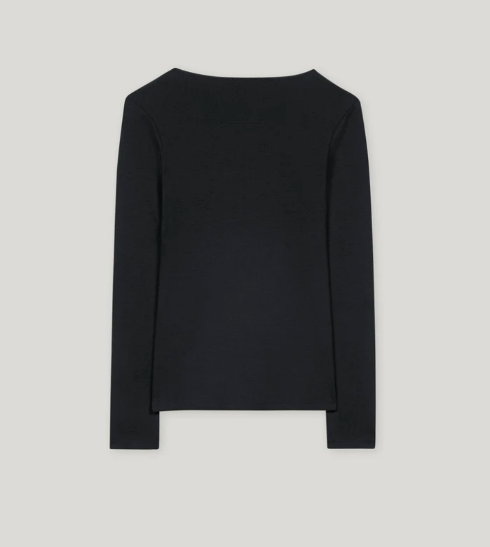 Luisa Cerano Black Ribbed Cotton Top