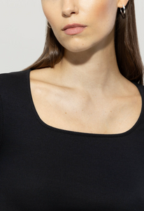 Luisa Cerano Black Ribbed Cotton Top