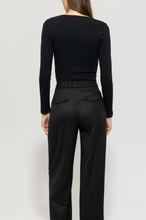 Load image into Gallery viewer, Luisa Cerano Black Ribbed Cotton Top
