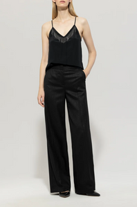 Luisa Cerano Black Camisole with Chain Fringe