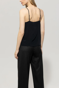 Luisa Cerano Black Camisole with Chain Fringe