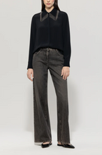 Load image into Gallery viewer, Luisa Cerano Black Shirt with Chain Fringe
