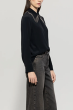 Load image into Gallery viewer, Luisa Cerano Black Shirt with Chain Fringe
