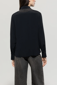 Luisa Cerano Black Shirt with Chain Fringe