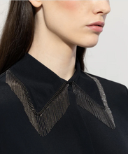 Load image into Gallery viewer, Luisa Cerano Black Shirt with Chain Fringe
