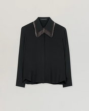 Load image into Gallery viewer, Luisa Cerano Black Shirt with Chain Fringe
