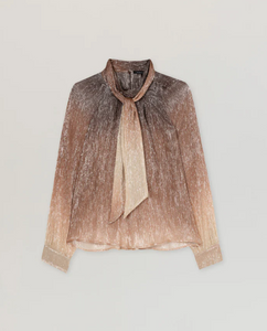 Luisa Cerano Pink Fumo Effect Bow Blouse